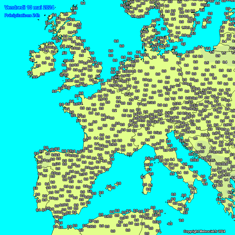 Prcipitations 24h en Europe